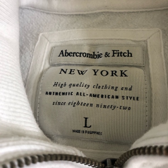 Abercrombie & Fitch New York Eighteen Ninety Two Half Zip Pullover L White Black - Picture 10 of 10